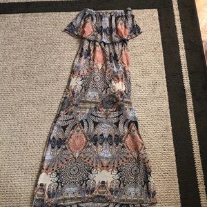 Windsor Strapless Maxi Dress — Brown Cream Black Taupe